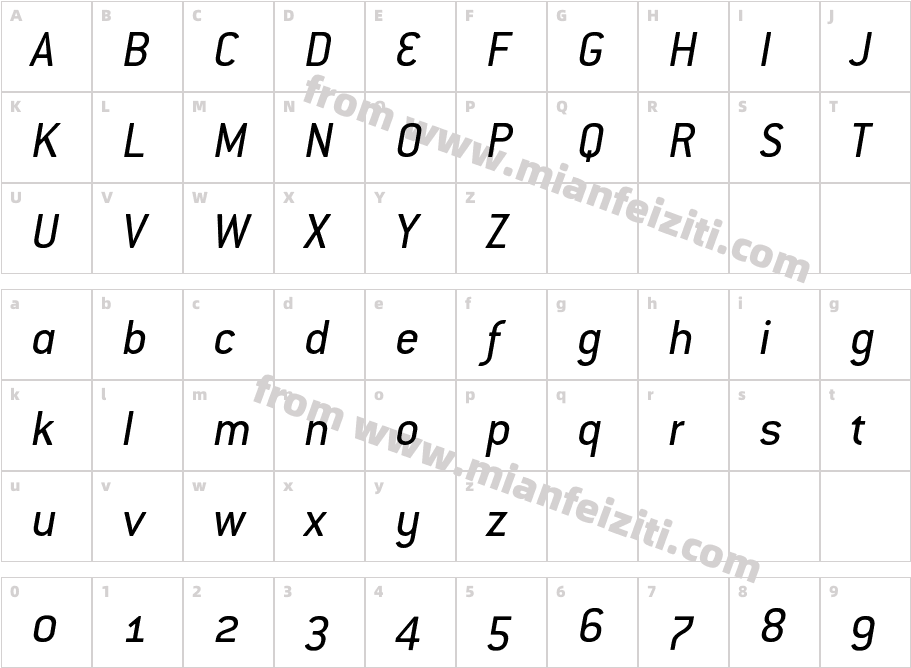 ConduitOSITC-Italic字体字体映射图