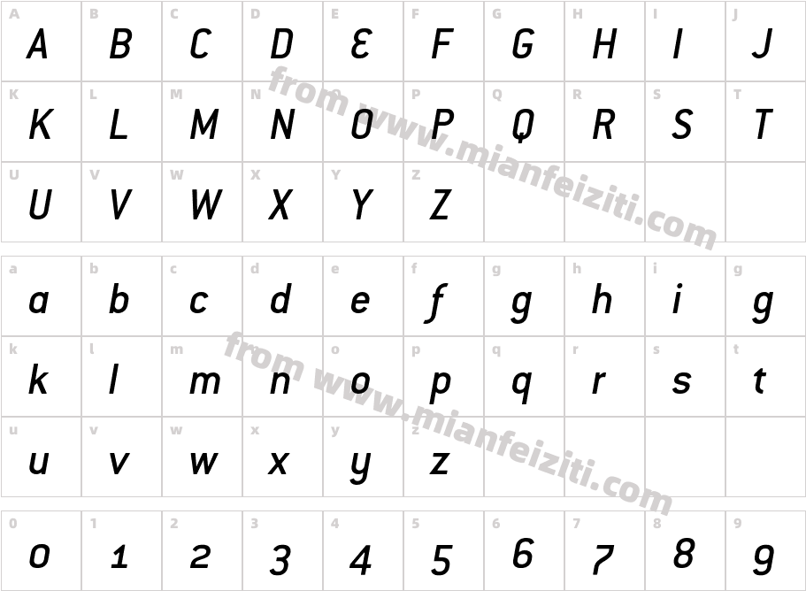 ConduitOSITC-MediumItalic字体字体映射图