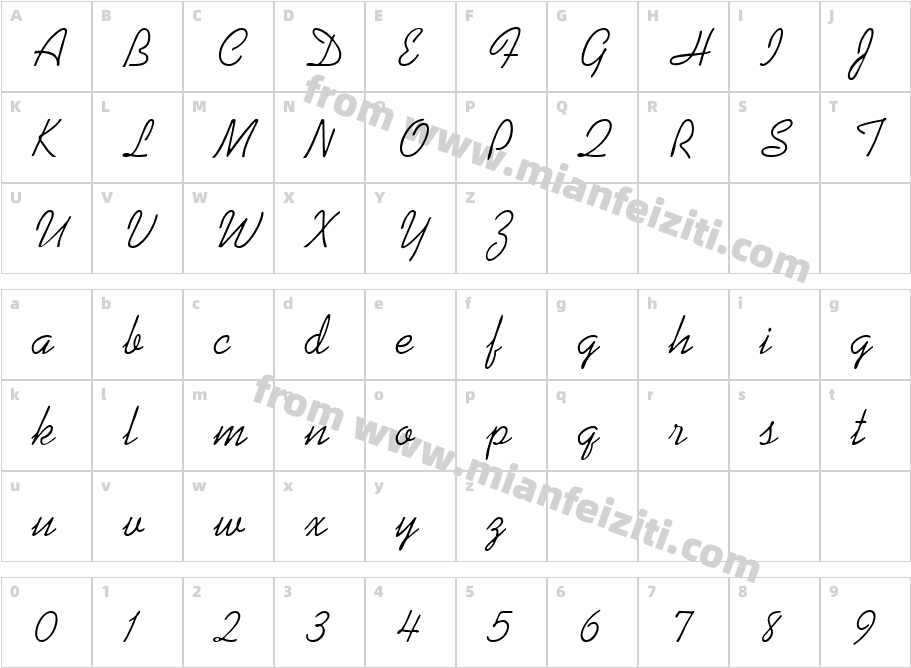Kaufmann Script字体字体映射图