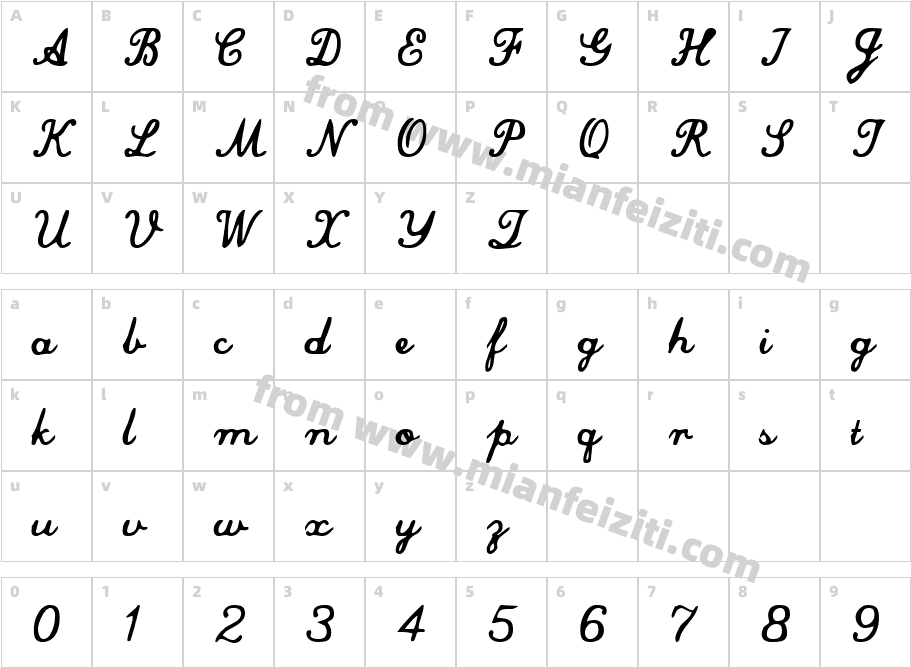 Commercial Script字体字体映射图
