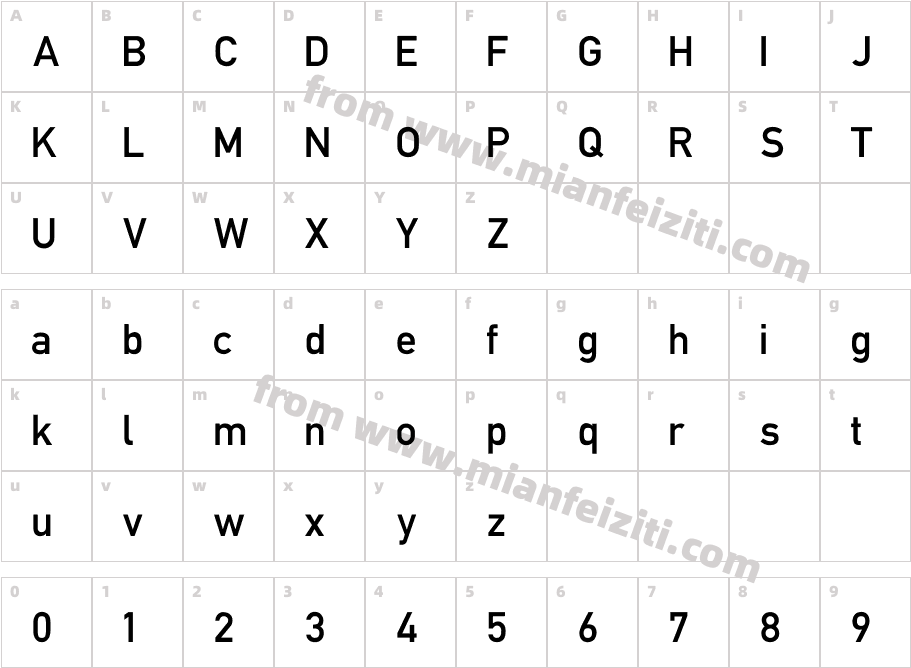 DIN Mittelschrift字体字体映射图