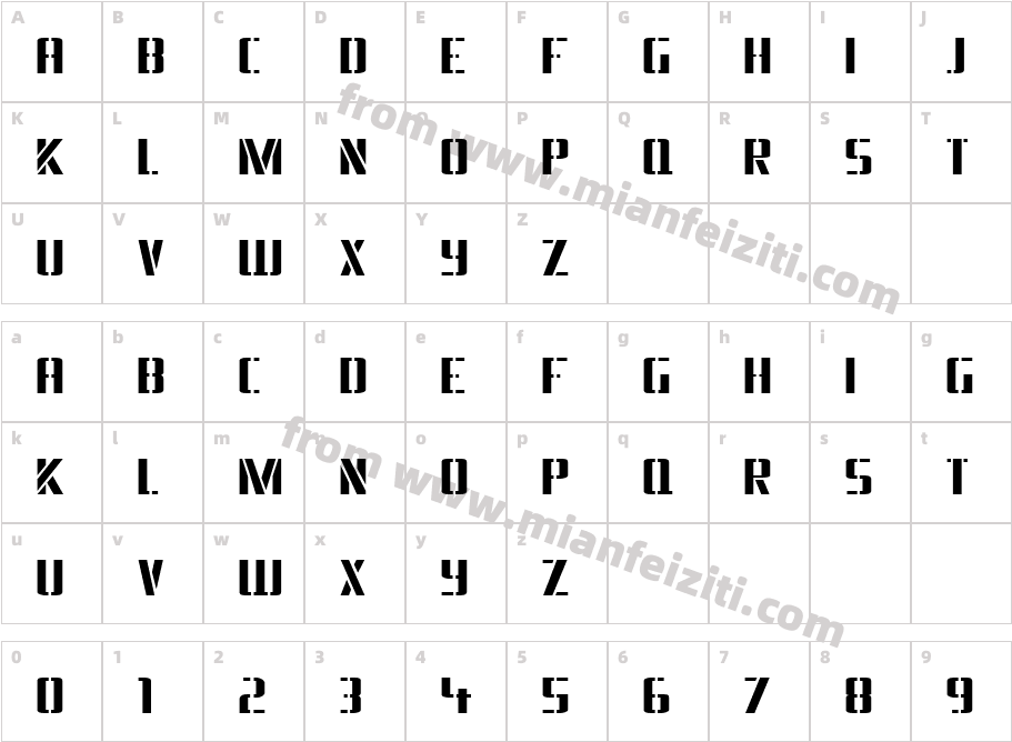 DS Army Cyr字体字体映射图