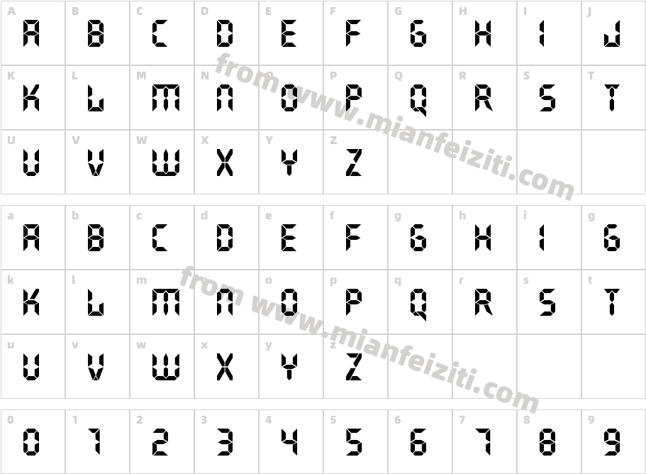 DS Crystal字体字体映射图
