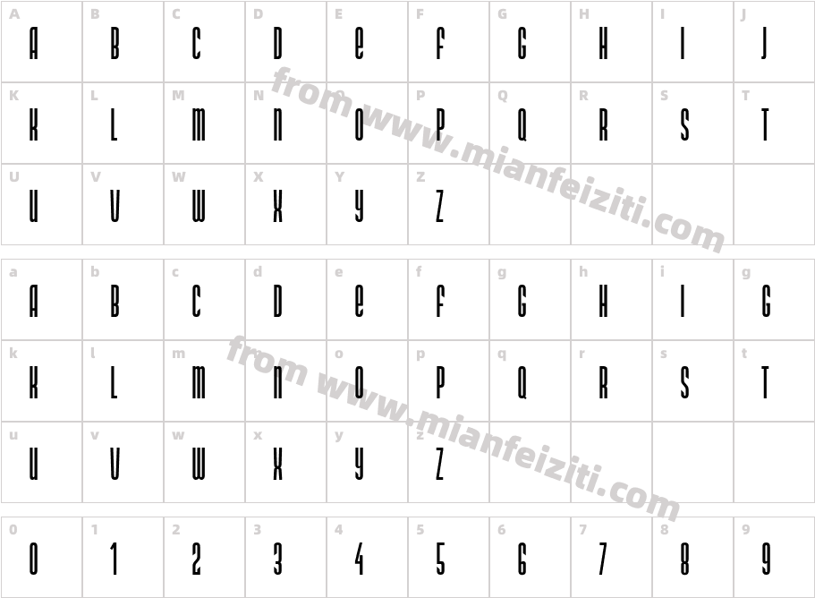 DS Narrow Extra-condensed Medium字体字体映射图