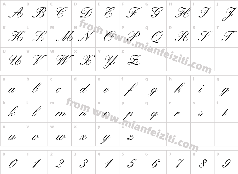 TR Kastler Italic字体字体映射图