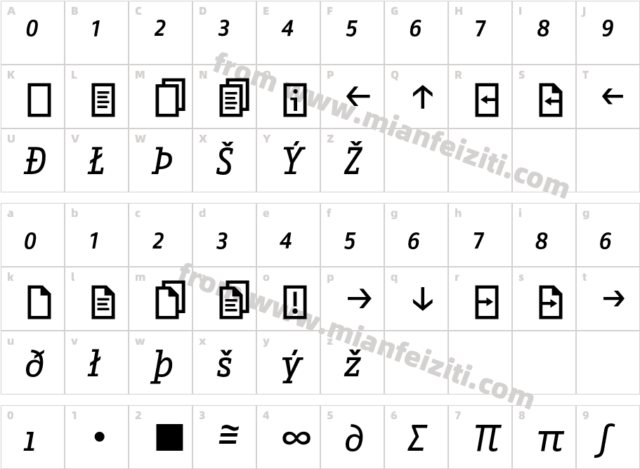 Fago-Office-Serif-Regular-Exp-Italic_16724字体字体映射图