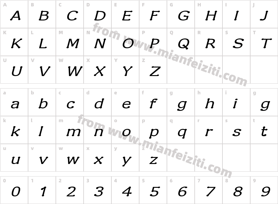 Drummon Italic字体字体映射图