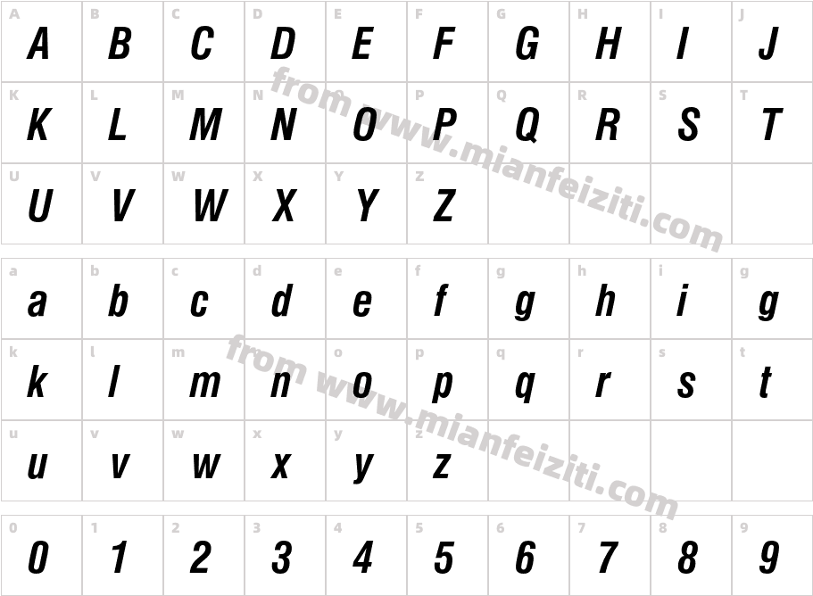 Nimbus Sans P OT Condensed字体字体映射图