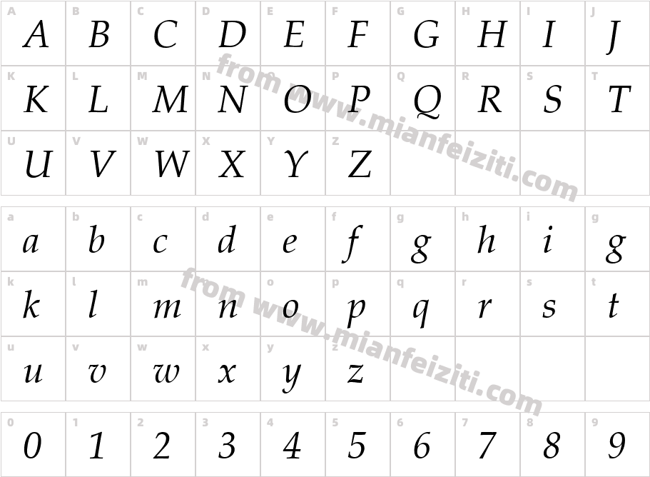 P052L-Italic_34433字体字体映射图