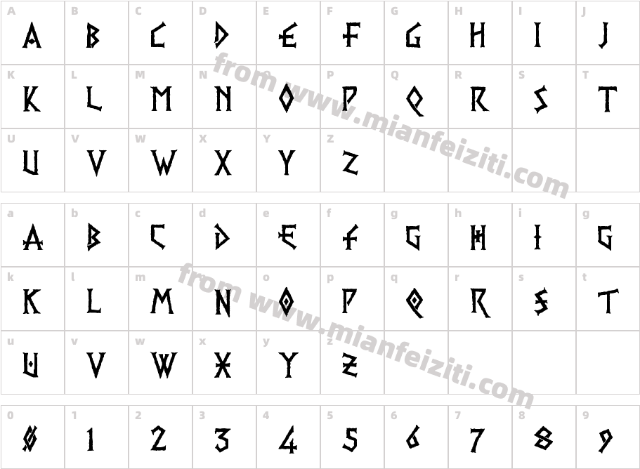 PR Viking字体字体映射图