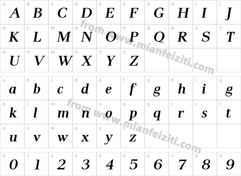 Pax_2_SemiBold_Italic字体字体映射图