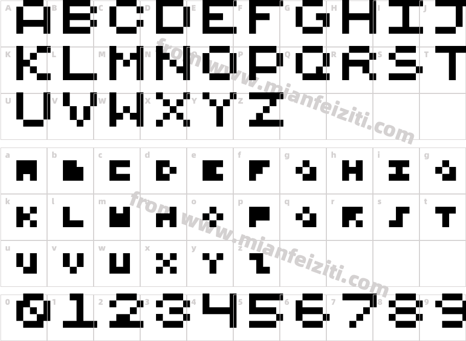 5x5 Pix字体字体映射图