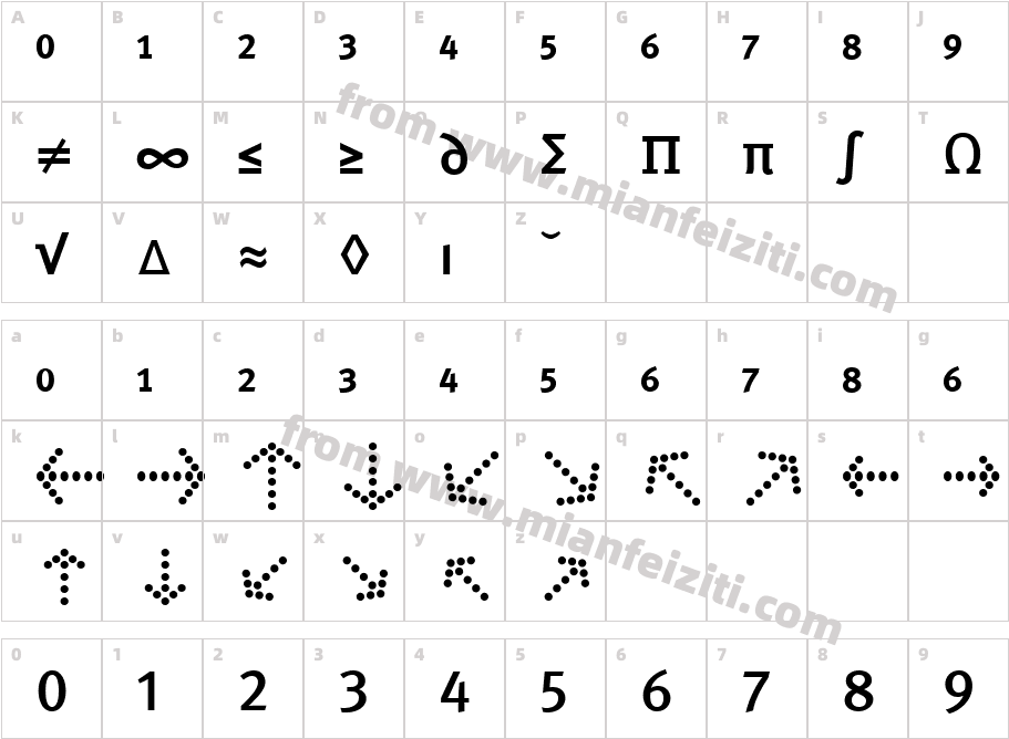 NK288字体字体映射图