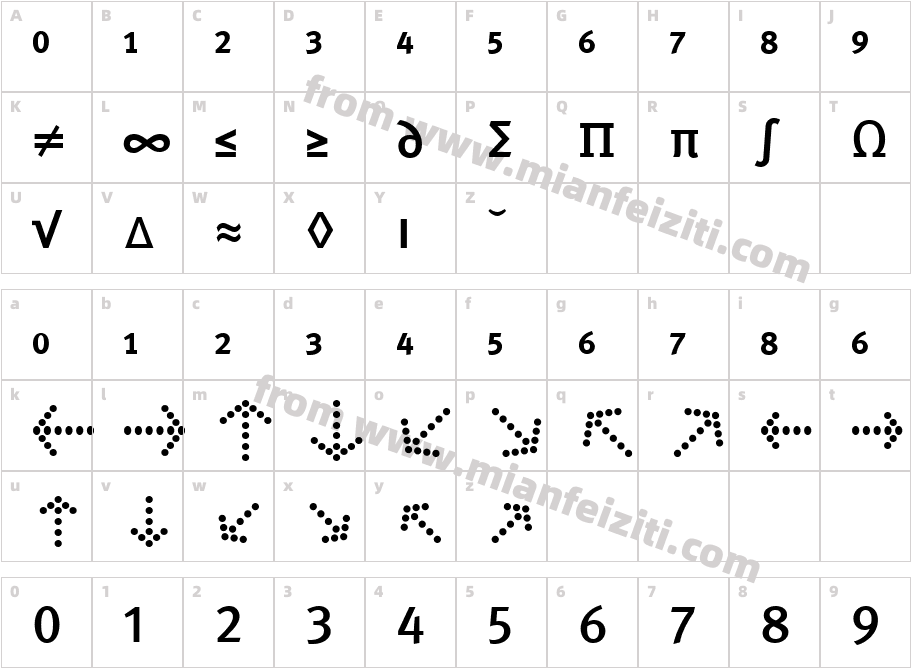 NK291字体字体映射图
