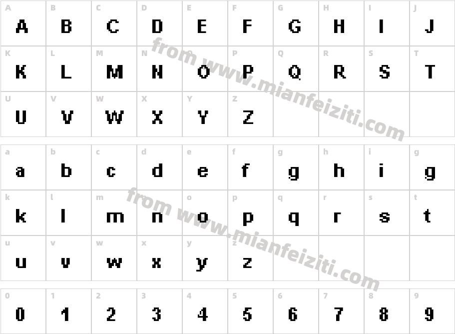 Pixelated Arial Bold 11字体字体映射图