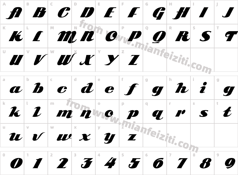 SCRIPT1 ARB-85 Poster Script字体字体映射图