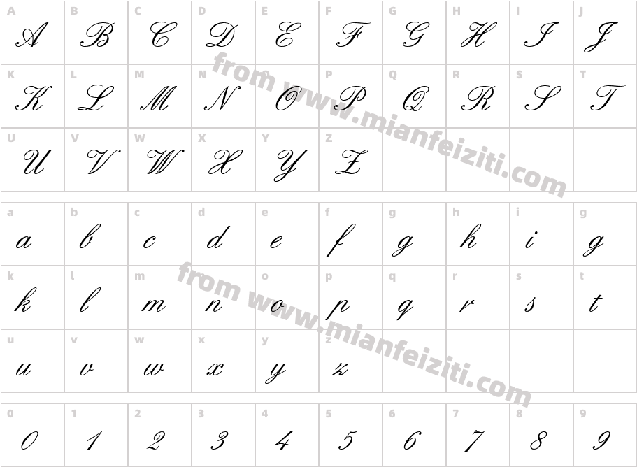 Script 33字体字体映射图