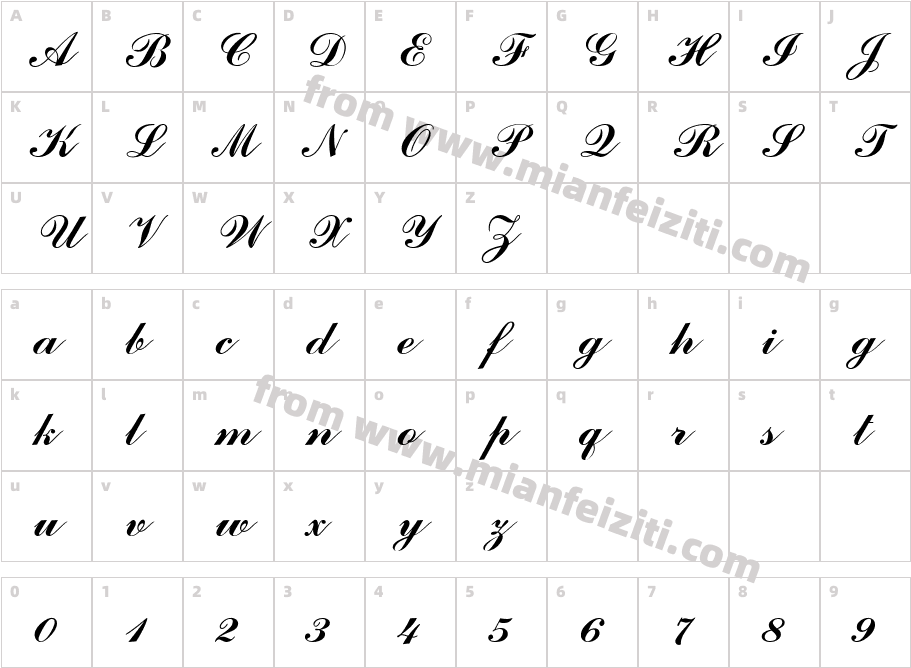 Script 92字体字体映射图