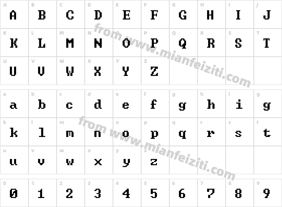 The One True Font (System 8x12)字体字体映射图