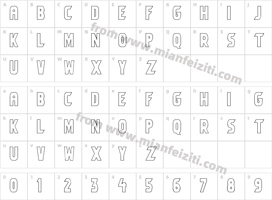Umbro Outline字体字体映射图