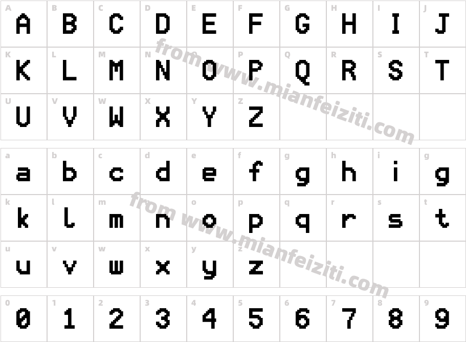 Unicode 8x12字体字体映射图
