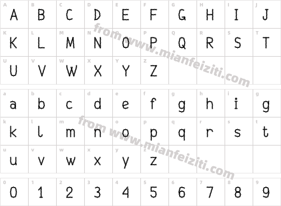 Wiponielintizer150字体字体映射图