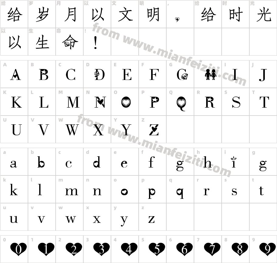 QisiQisiLovers in White字体字体映射图