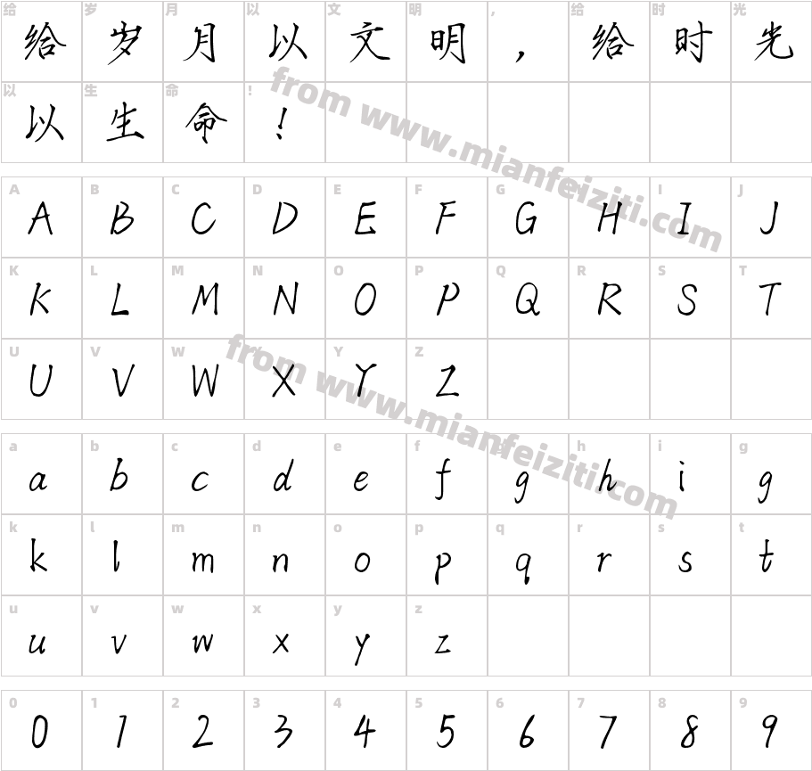 Aa念念卿兮 瘦金书字体字体映射图