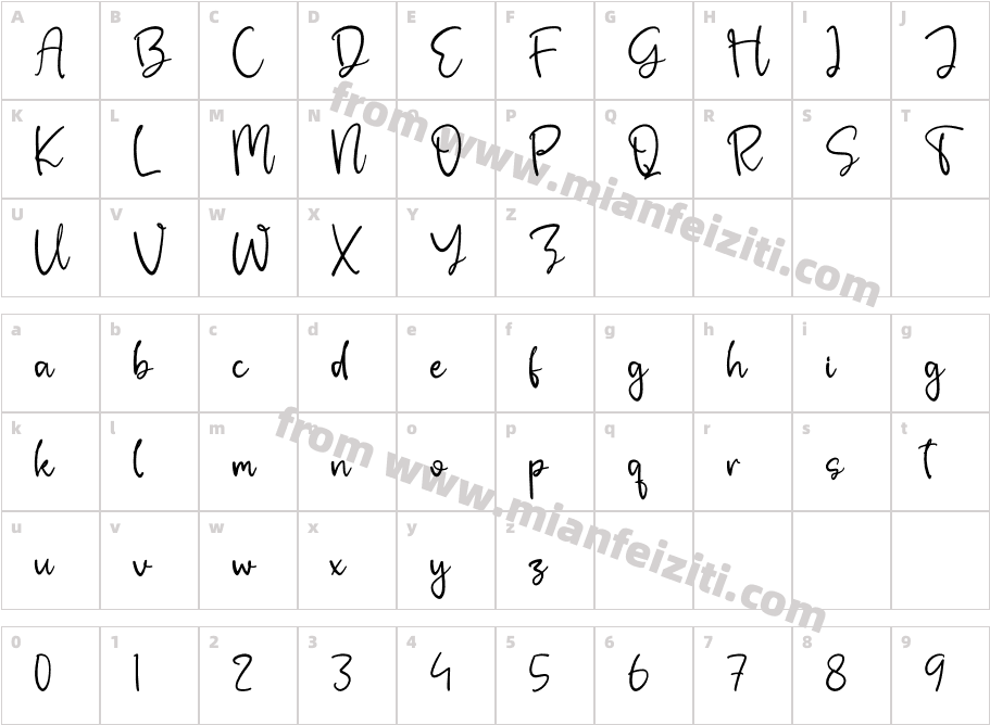 Whitfield字体字体映射图