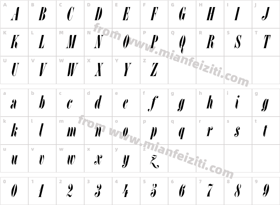 L Italic字体字体映射图