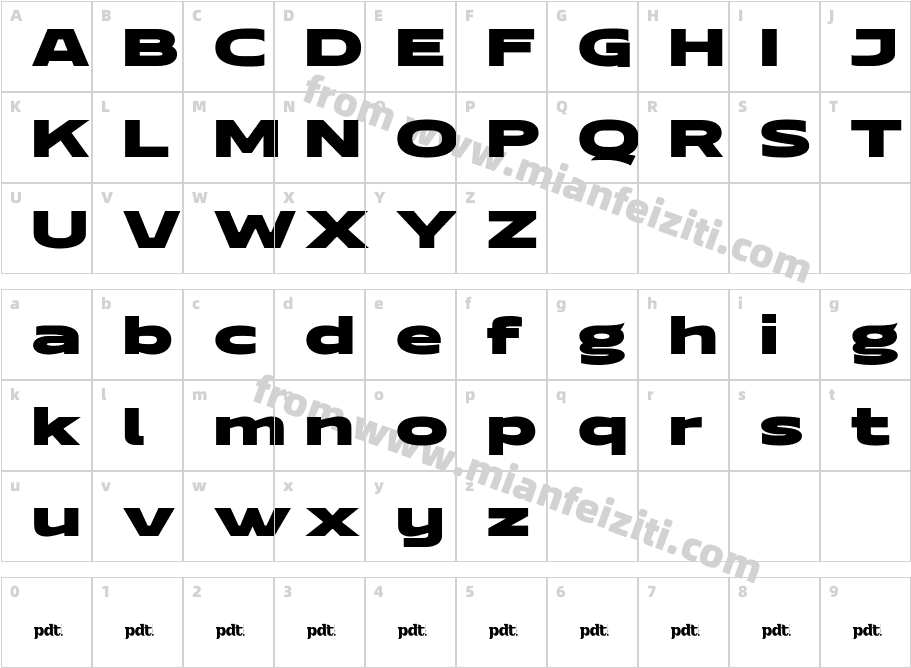 REDOB Regular字体字体映射图