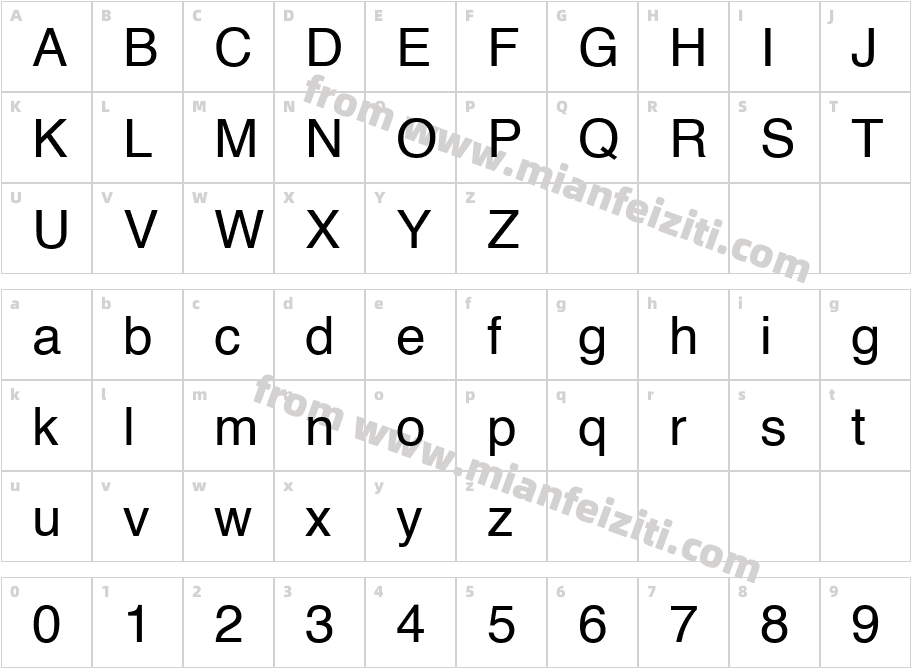 Helvetica字体字体映射图
