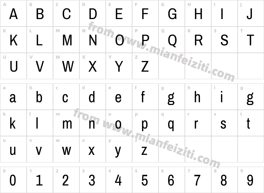 ArchivoNarrow-Regular字体字体映射图
