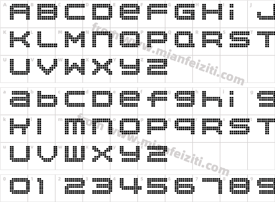 Disorient Pixels字体字体映射图