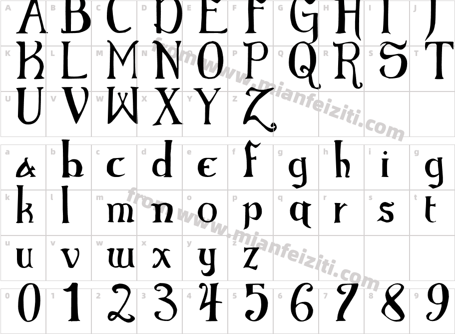 Elementary Gothic Bookhand字体字体映射图