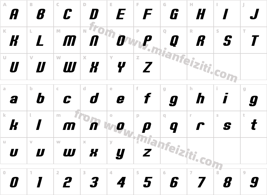 ErteItalic字体字体映射图