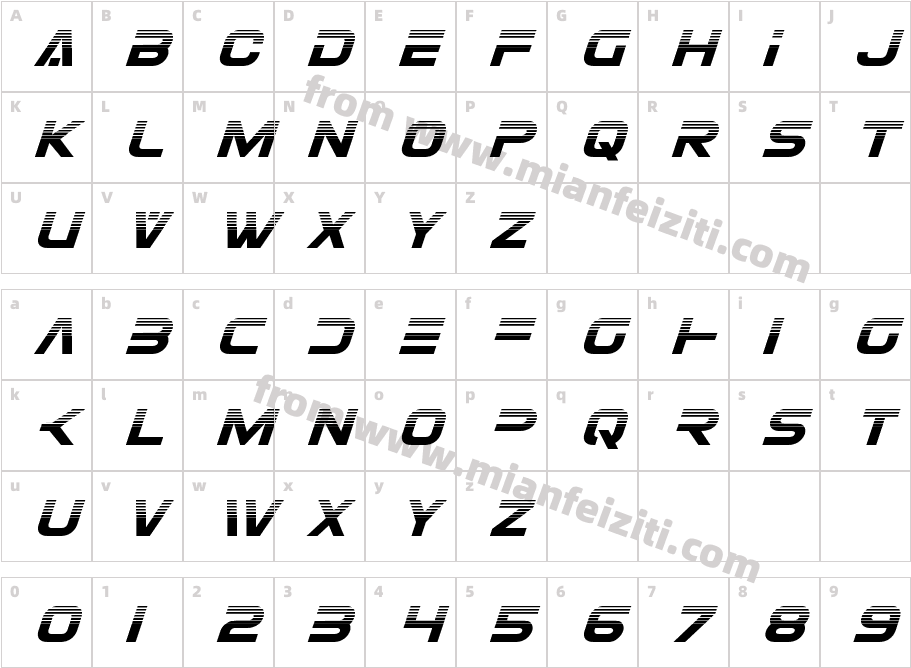 Eurofighter Halftone Italic字体字体映射图