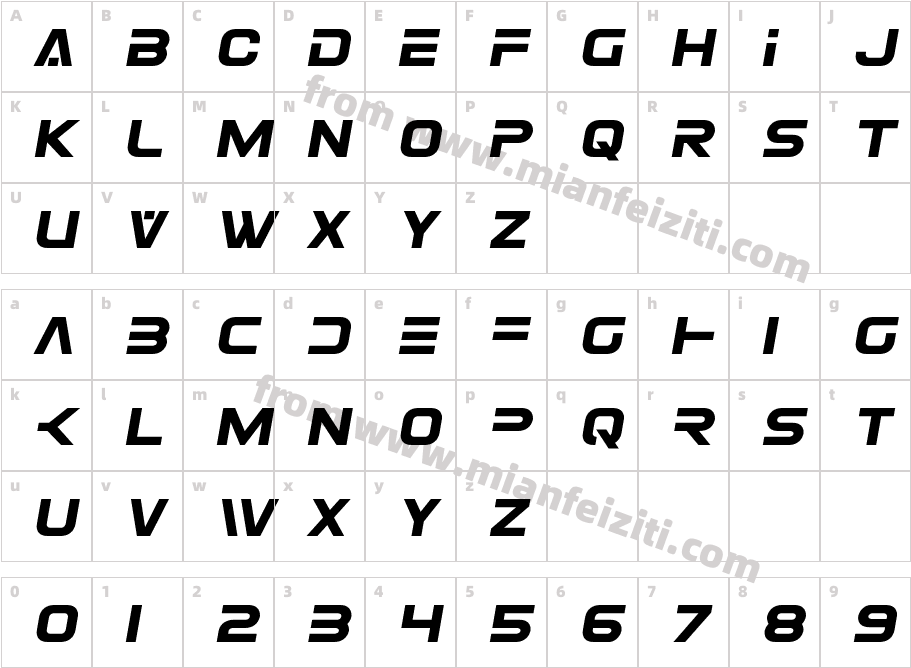 Eurofighter Semi-Italic字体字体映射图