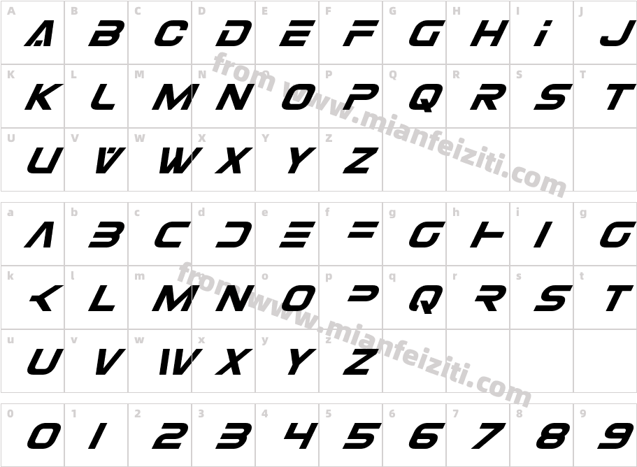 Eurofighter Super-Italic字体字体映射图