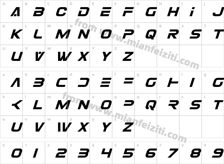 Eurofighter Title Italic字体字体映射图