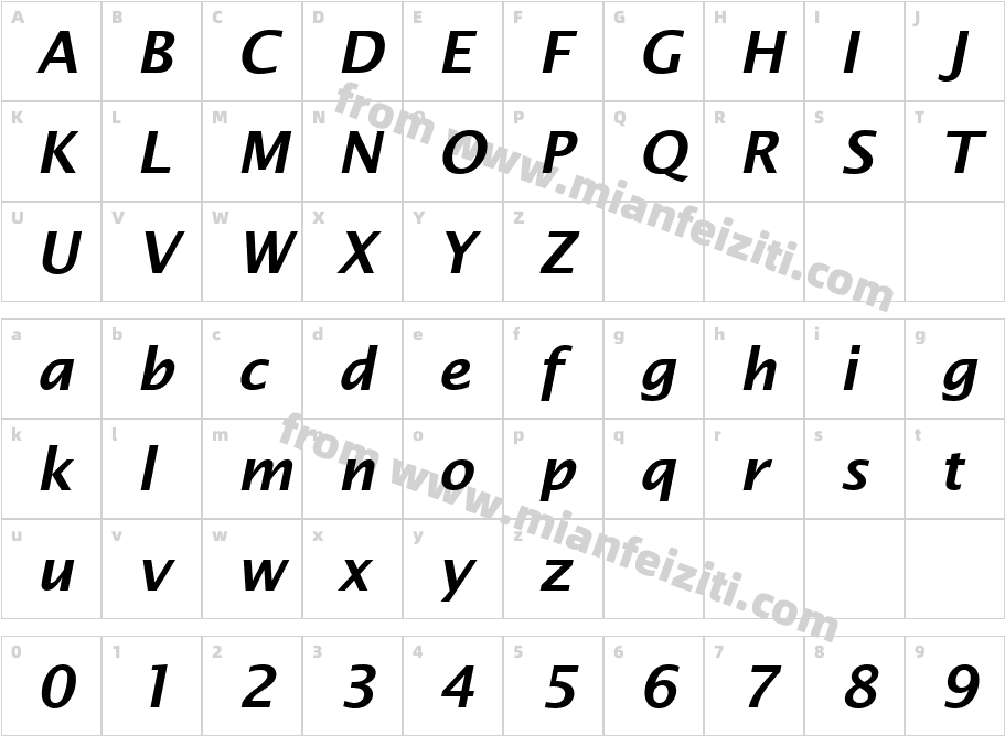 Lucida Sans Demibold Italic(1)字体字体映射图