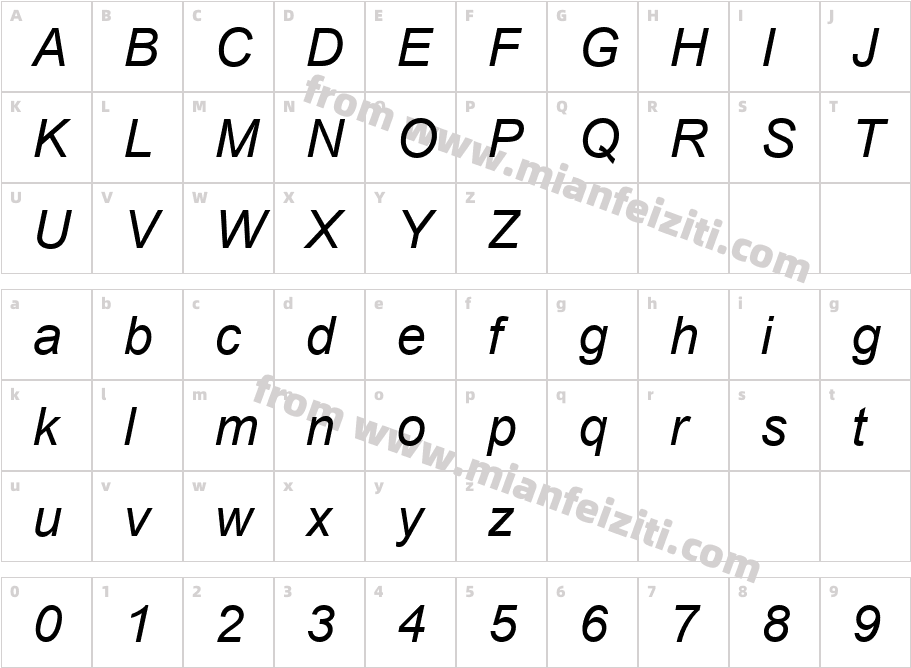 Arial CE字体字体映射图