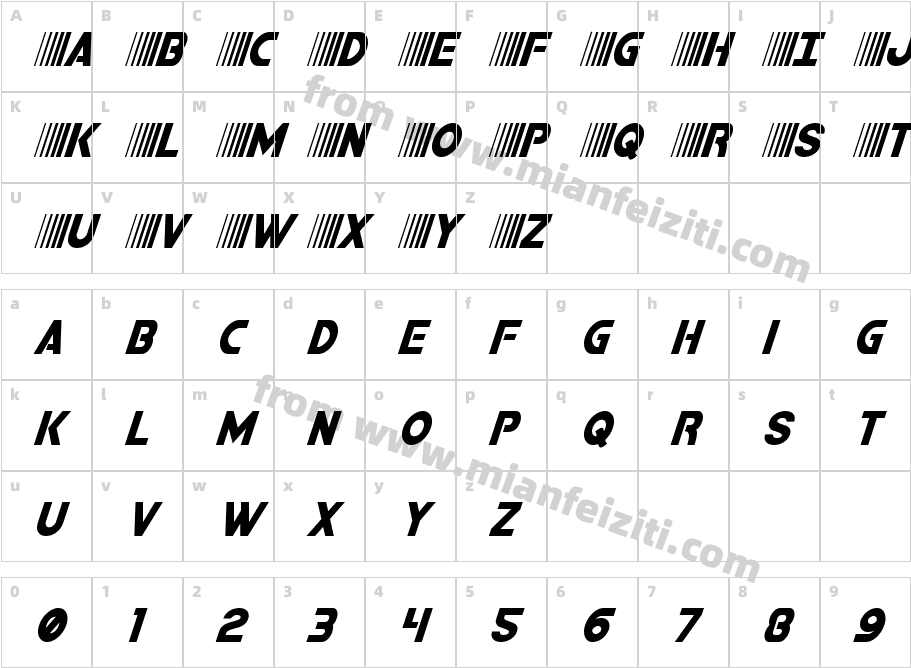 Bamf Condensed Italic字体字体映射图