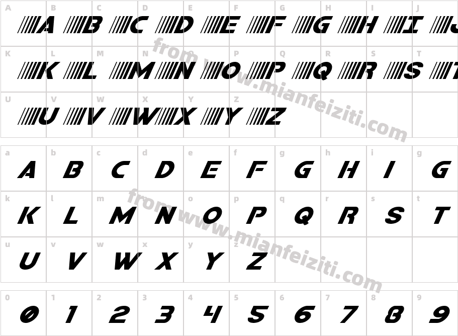 Bamf Super-Italic字体字体映射图