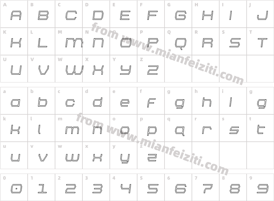 Bretton Outline Semi-Italic字体字体映射图