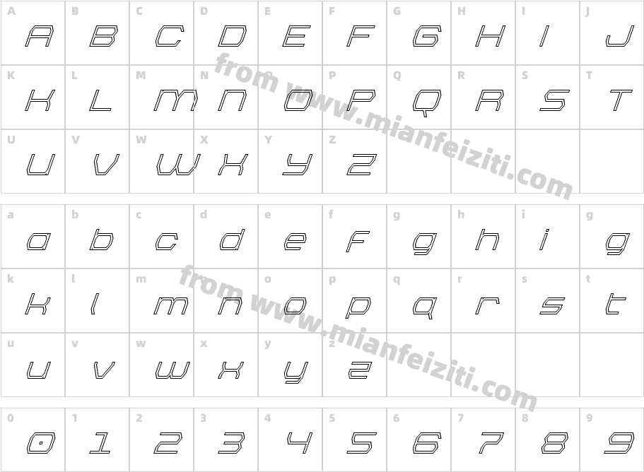 Bretton Outline Super-Italic字体字体映射图