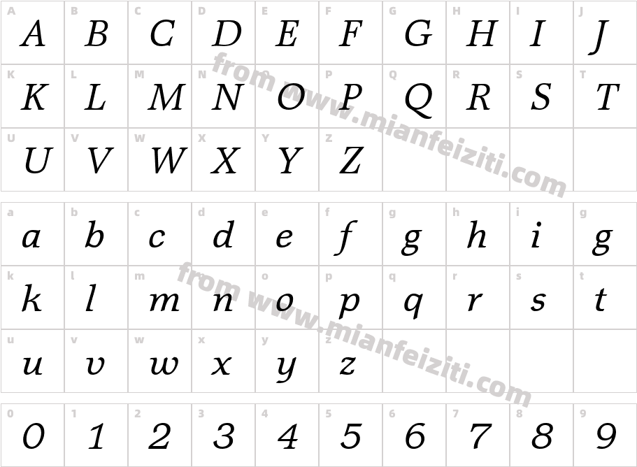 Matt Antique Italic BT字体字体映射图