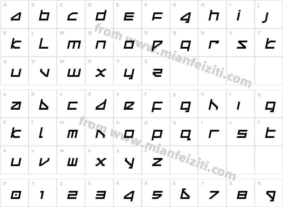 Delta Ray Compact Semi-Italic字体字体映射图