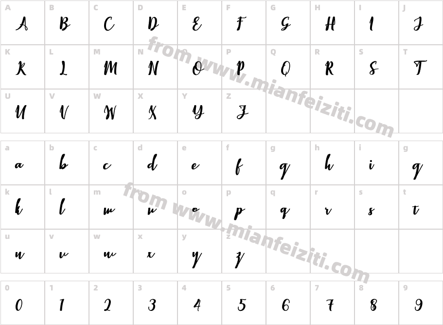 Elistabeta字体字体映射图