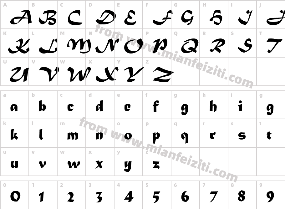 Matura MT Script Capitals字体字体映射图